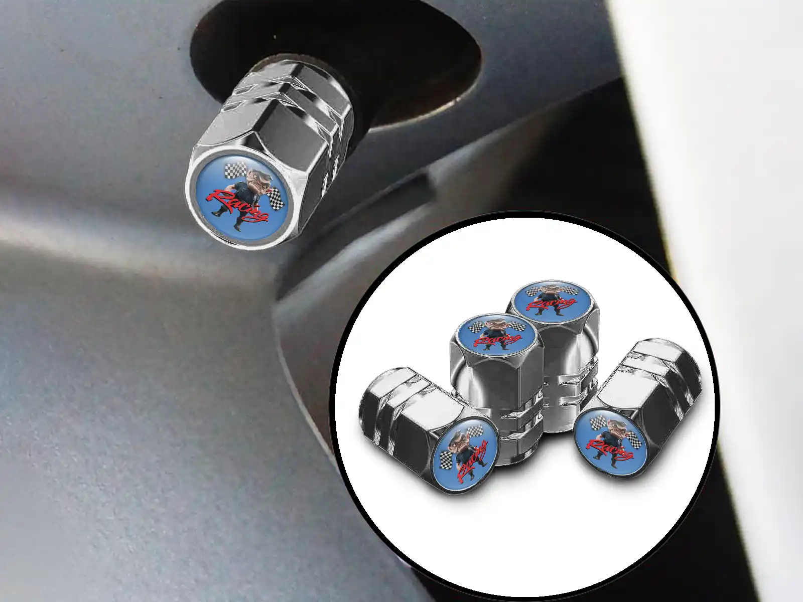 Valve Stem Caps Truck Stainless Steel Look